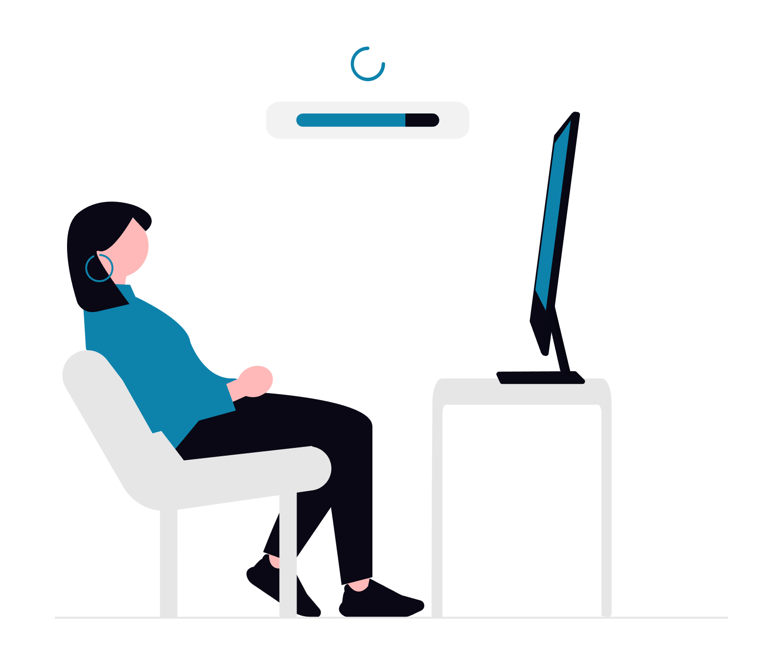 Illustration of woman waiting for website to load