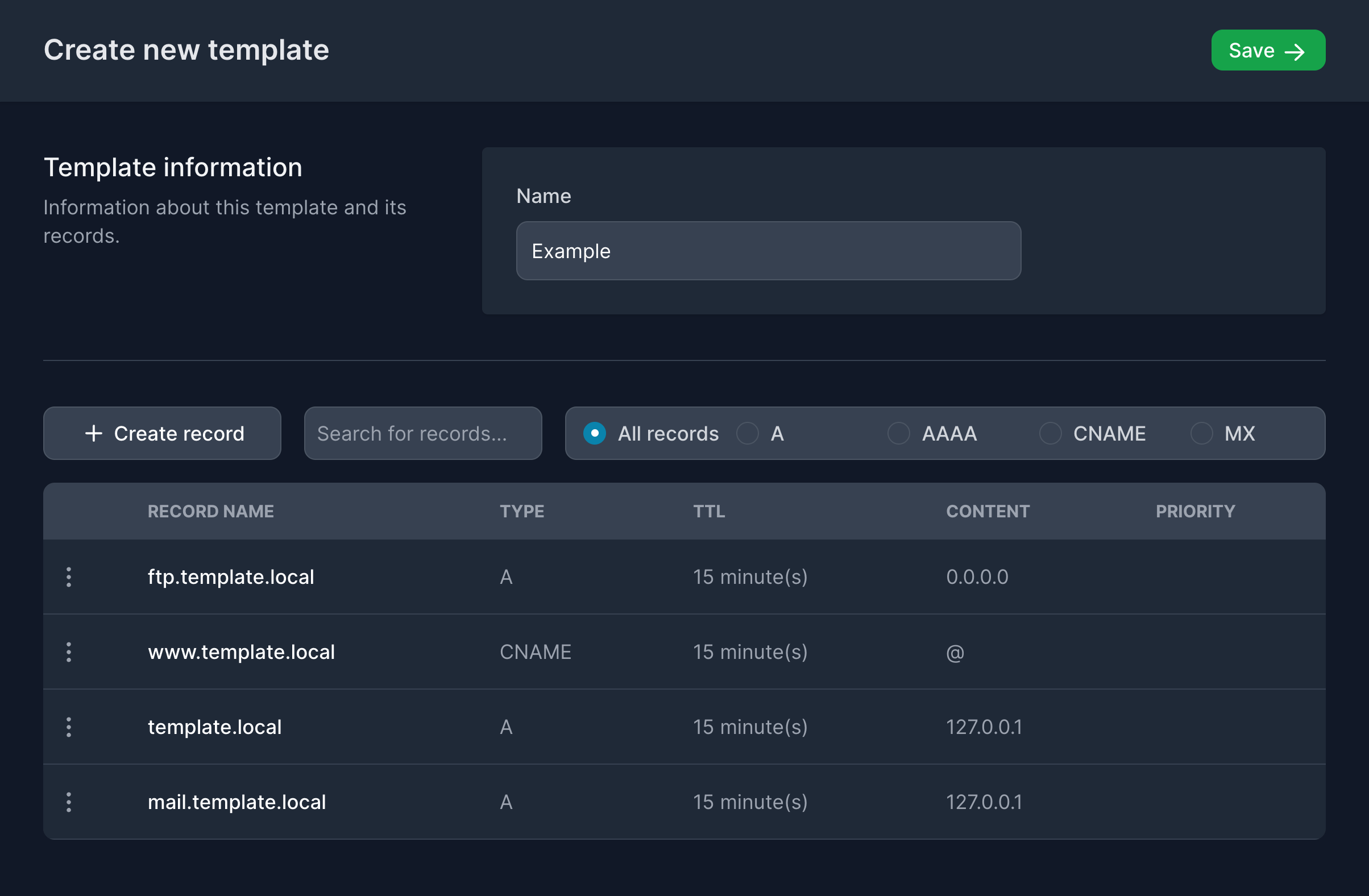 Templates overview screenshot